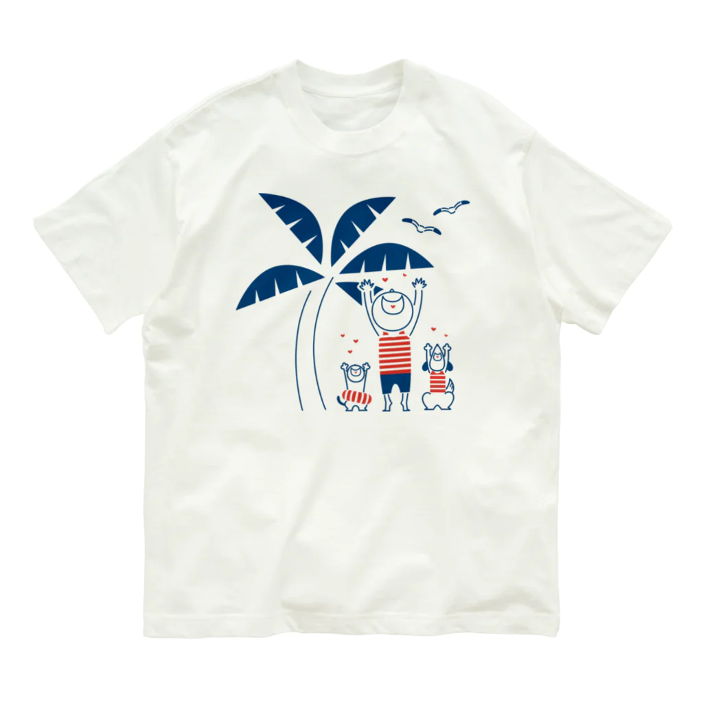 8anna storeのHAPPY HAPPY HAPPY！上を向いて笑おう！夏バージョン オーガニックコットンTシャツ