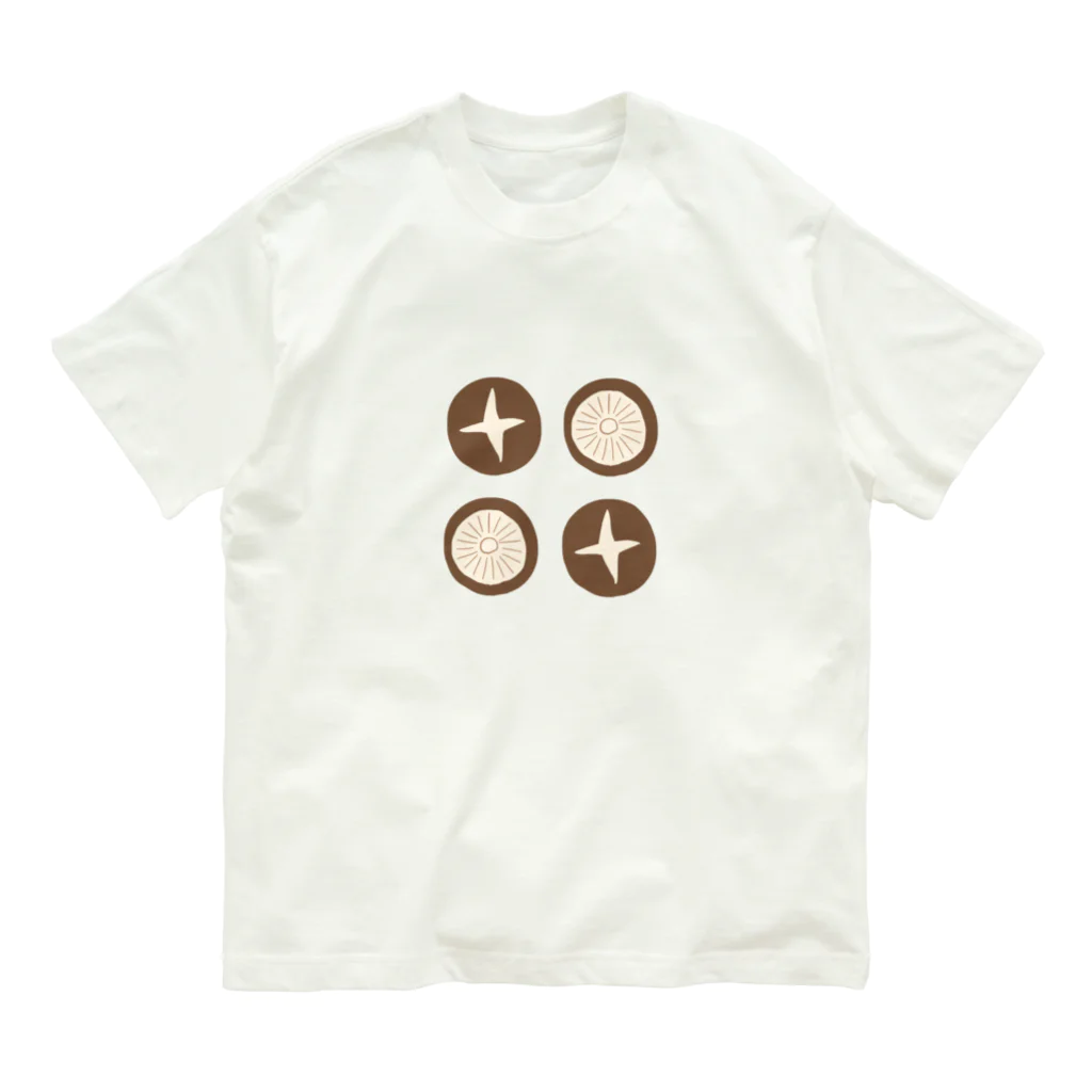 まめあじのおもてうらシイタケ Organic Cotton T-Shirt