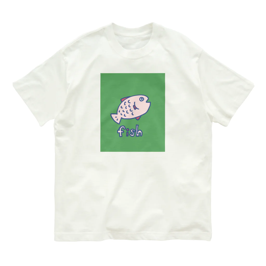 ばななのどこ行く　お魚 オーガニックコットンTシャツ