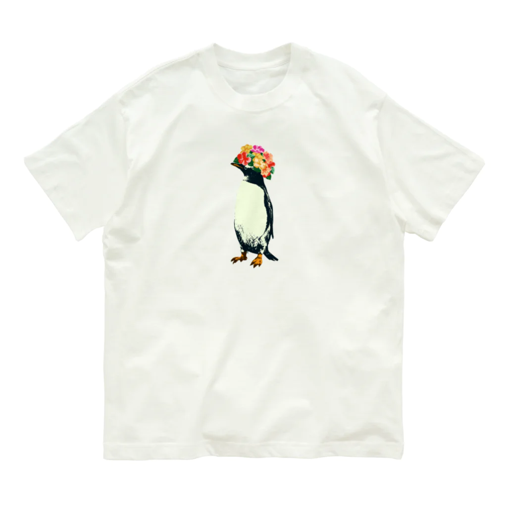 kbc3745のflower penguin オーガニックコットンTシャツ