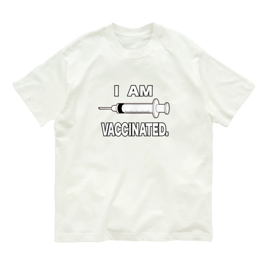 illust_designs_labのワクチン接種済みのイラスト COVID-19 vaccine mRNA 英語文字付き Organic Cotton T-Shirt