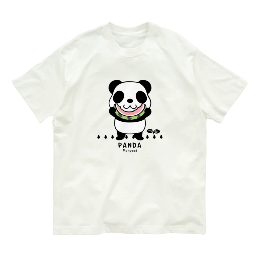 イラスト MONYAAT のスイカを食べるパンダちゃん*D オーガニックコットンTシャツ