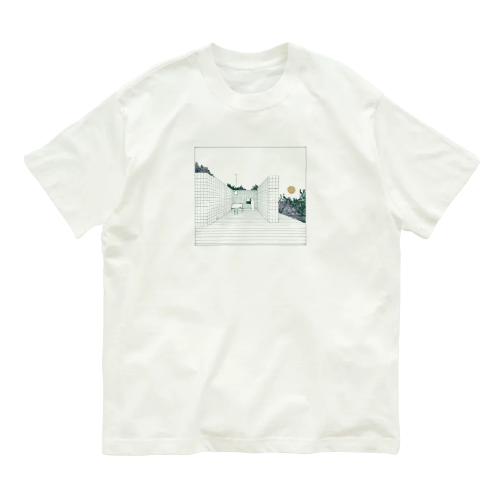 meowの仕事場　緑×紫 オーガニックコットンTシャツ