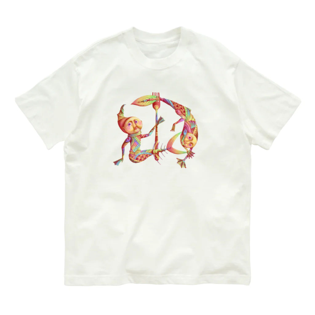 よちーずの魚と蛙の化身 Organic Cotton T-Shirt