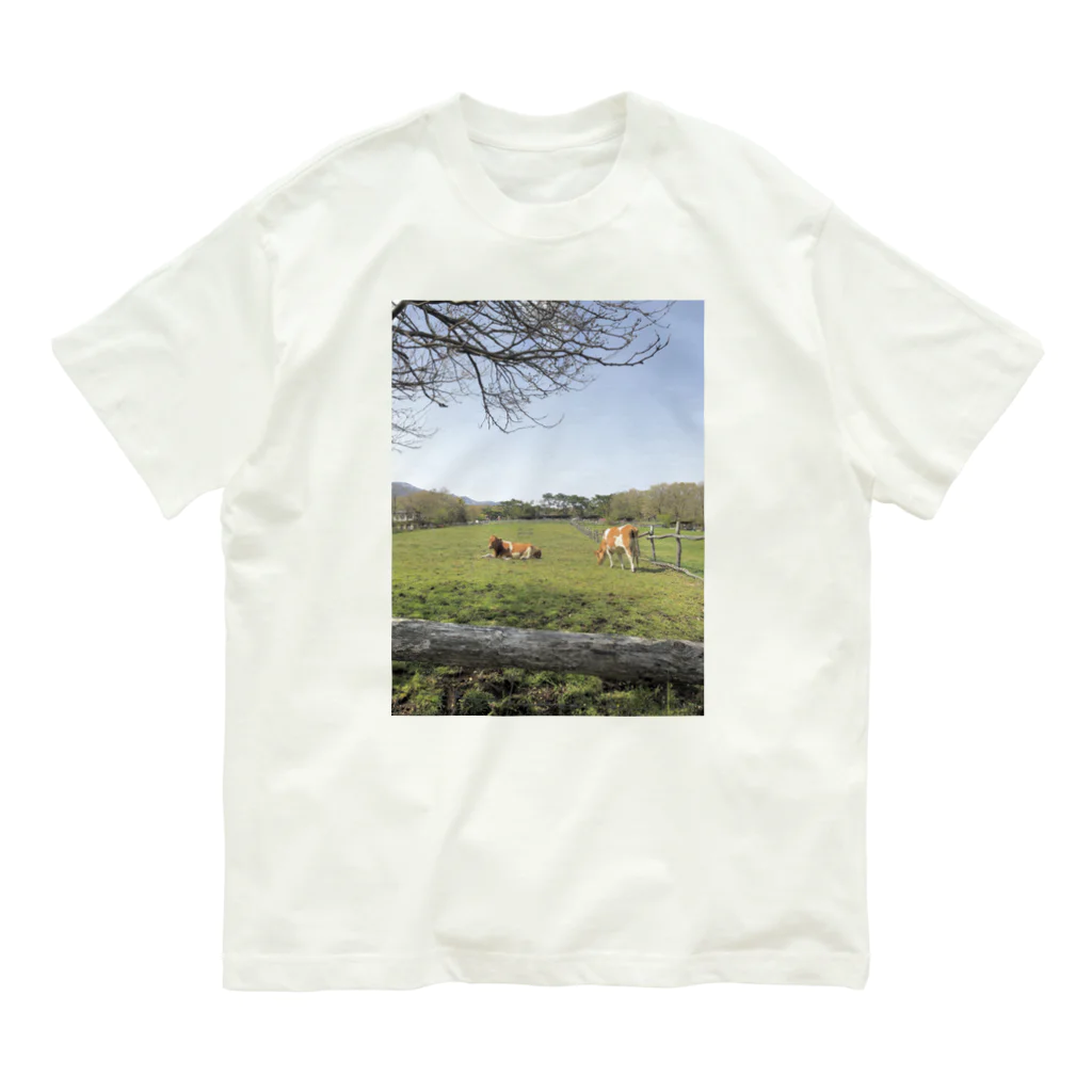 Gassa!!の牛と空と緑2 オーガニックコットンTシャツ