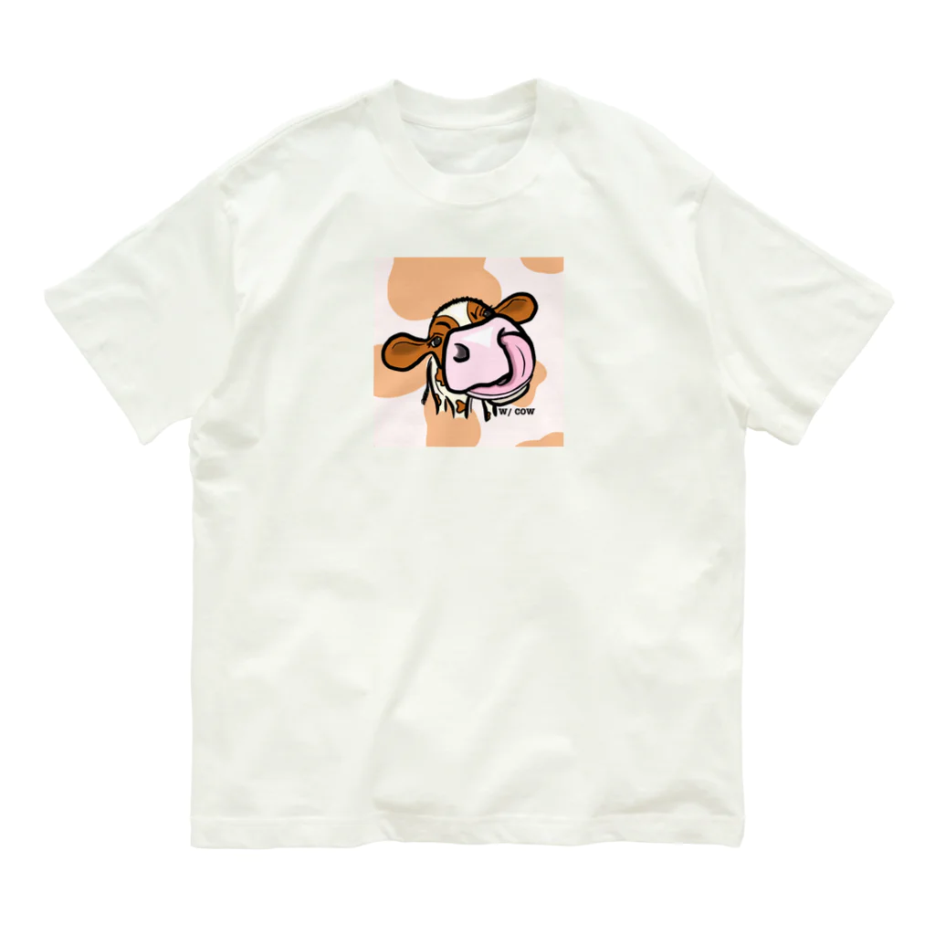 W/ COWの鼻ぺろ⭐︎ホルレッドちゃん オーガニックコットンTシャツ