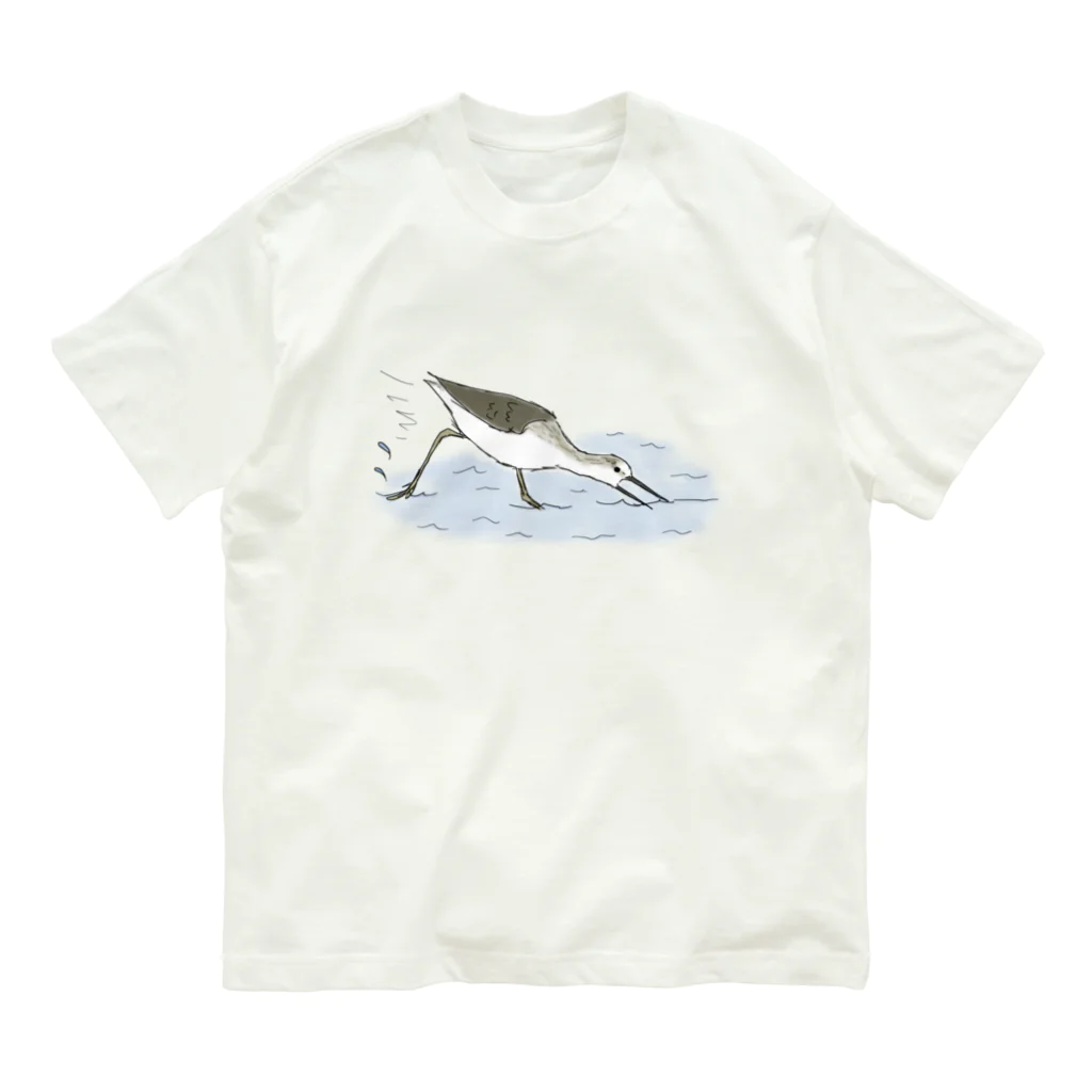 Coo-birdのバシャバシャ走るアオアシシギ Organic Cotton T-Shirt