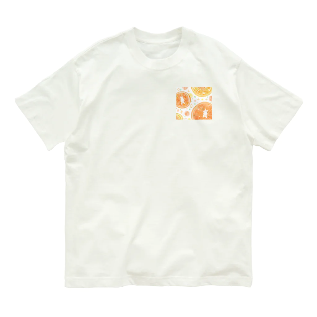 ショップのフレフレ、フレッシュ🍊(白い生き物) オーガニックコットンTシャツ