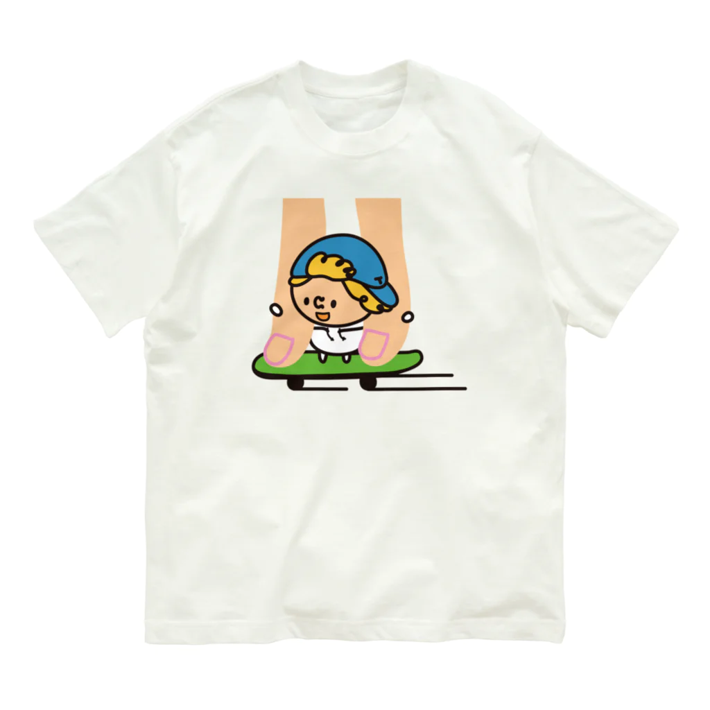 つぶっちーズのスケボーつぶっちと人。 Organic Cotton T-Shirt