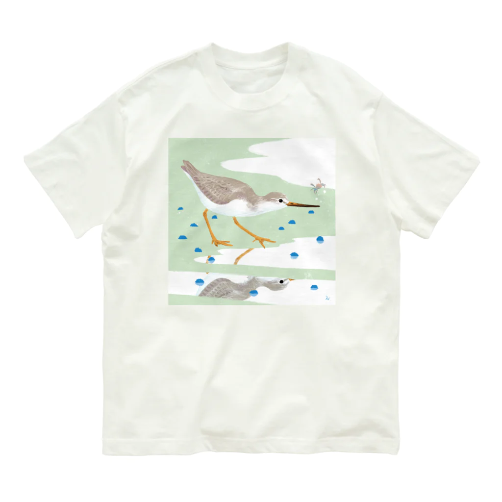 piro piro piccoloのソリハシシギとコメツキガニ オーガニックコットンTシャツ