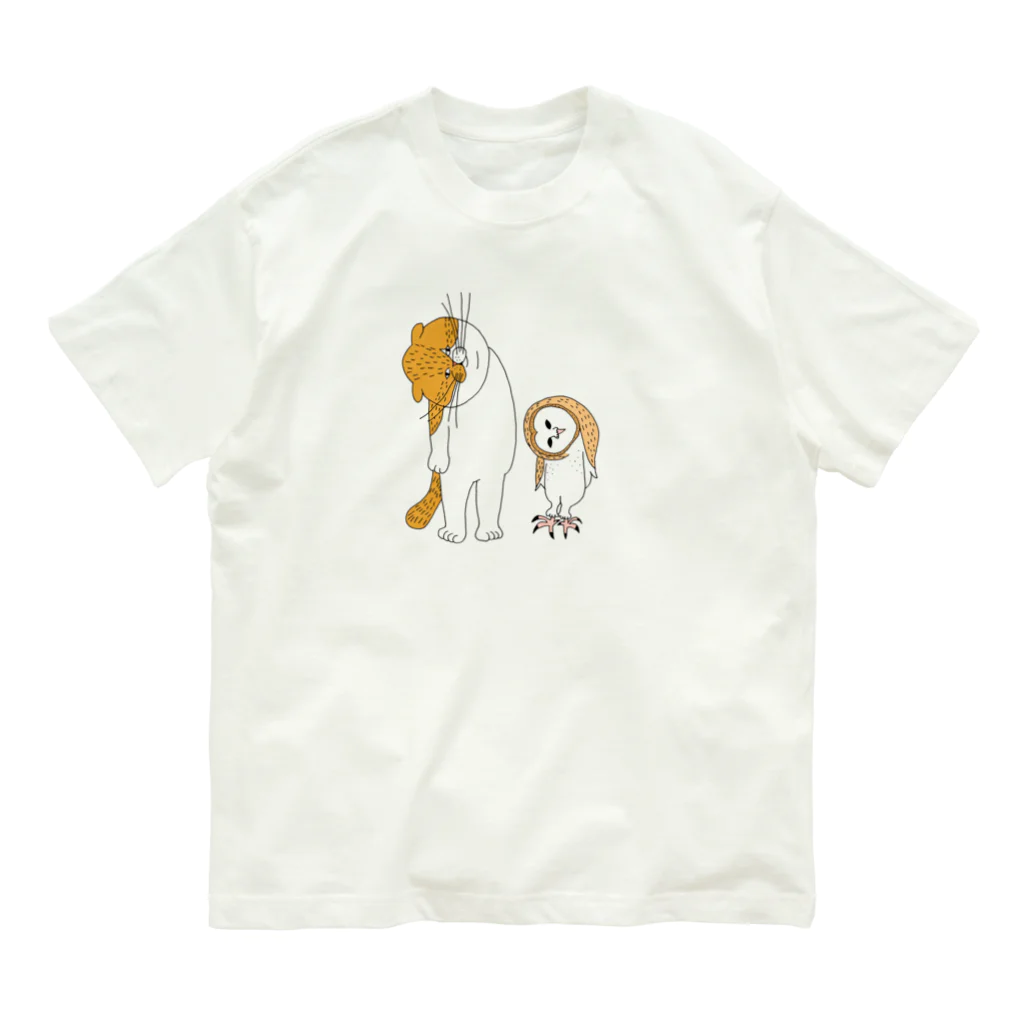 shimeji_omuのネコとメンフクロウ Organic Cotton T-Shirt