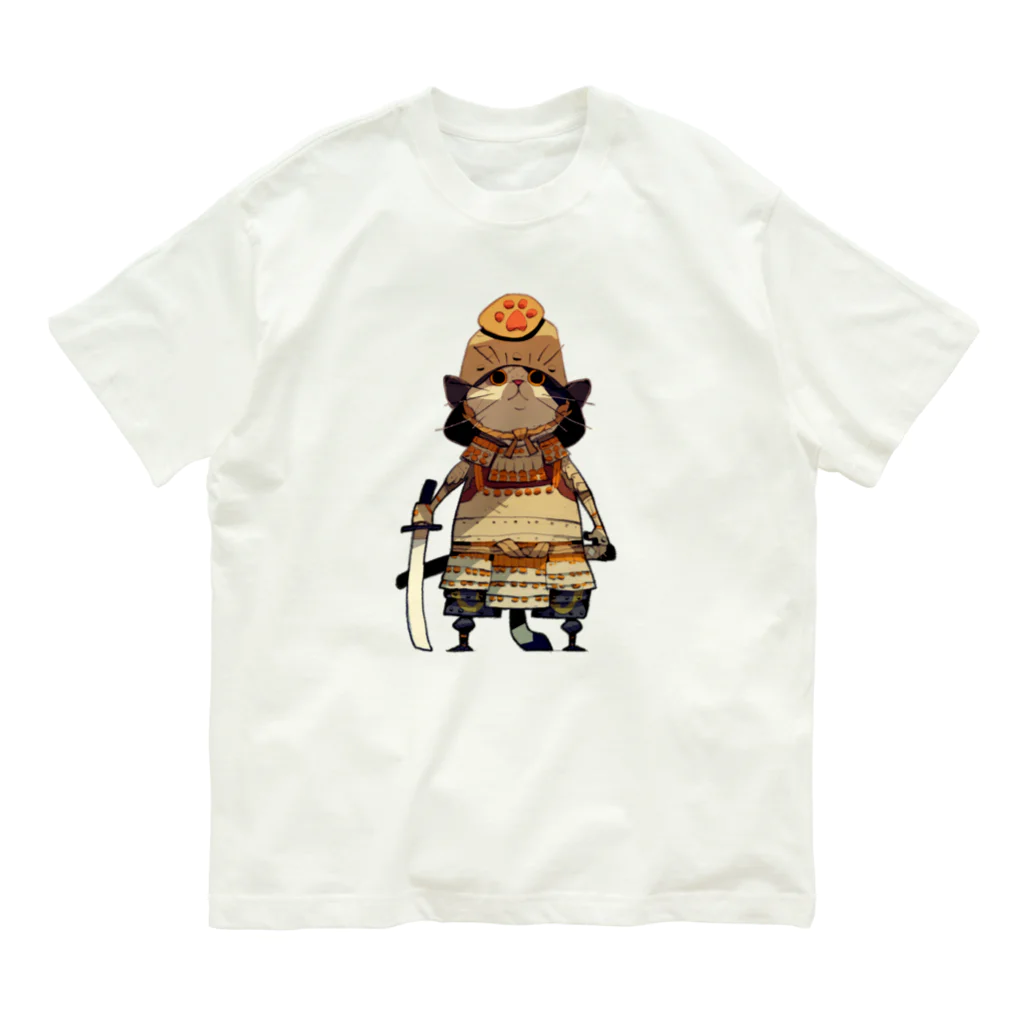 Satoshi MatsuuraのCat Samurai オーガニックコットンTシャツ