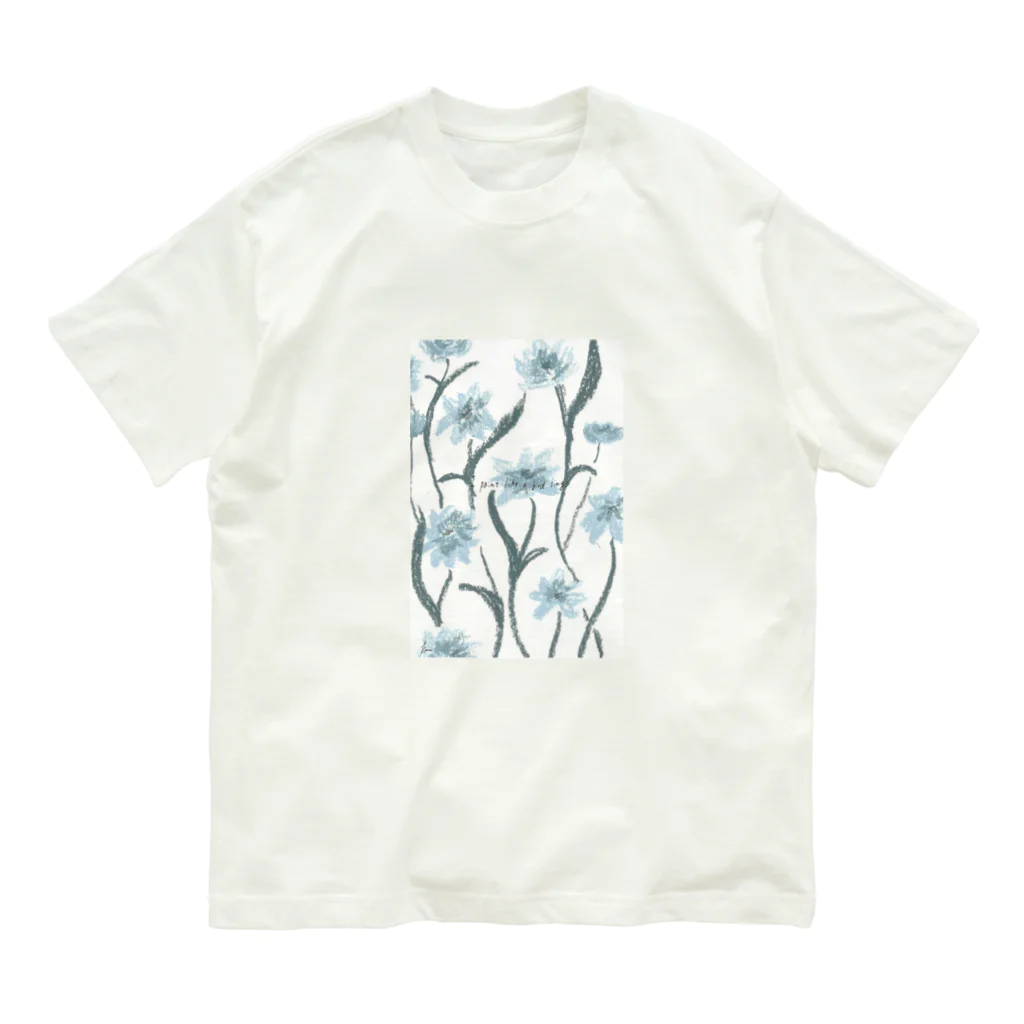 hnnnのflower2 w/ letters オーガニックコットンTシャツ