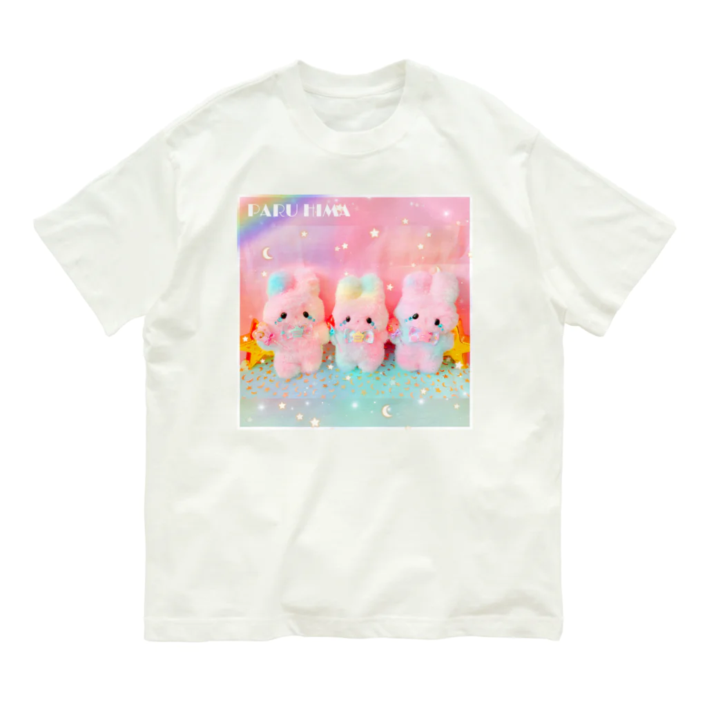 PARU HIMAの泣き虫魔女っ子ふわうさ オーガニックコットンTシャツ