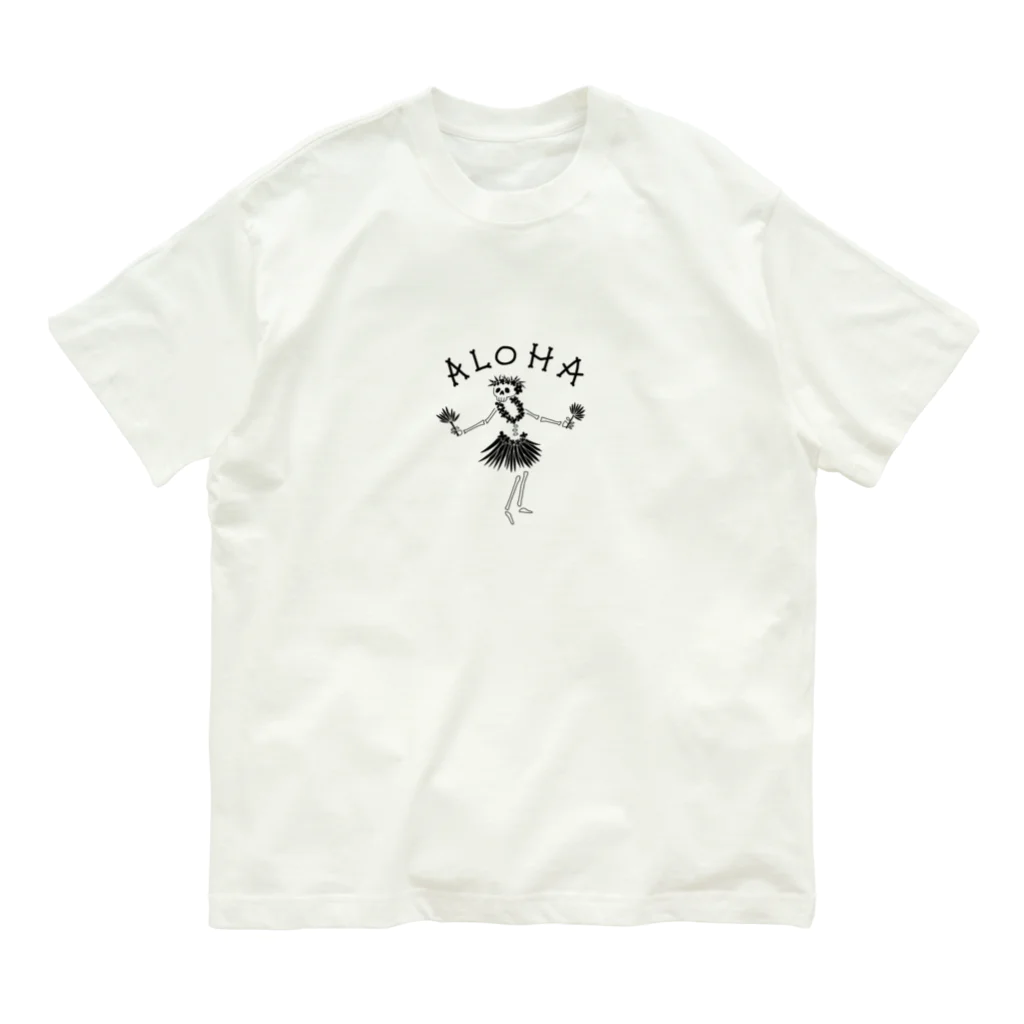 チノサーフアートのHula skull  유기농 코튼 티셔츠