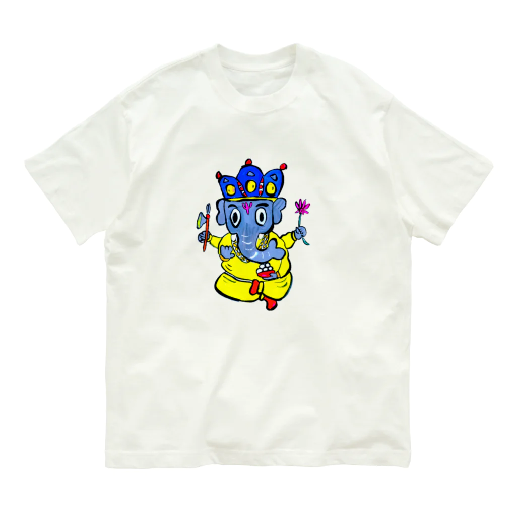 だるまキャットのガネーシャくん オーガニックコットンTシャツ