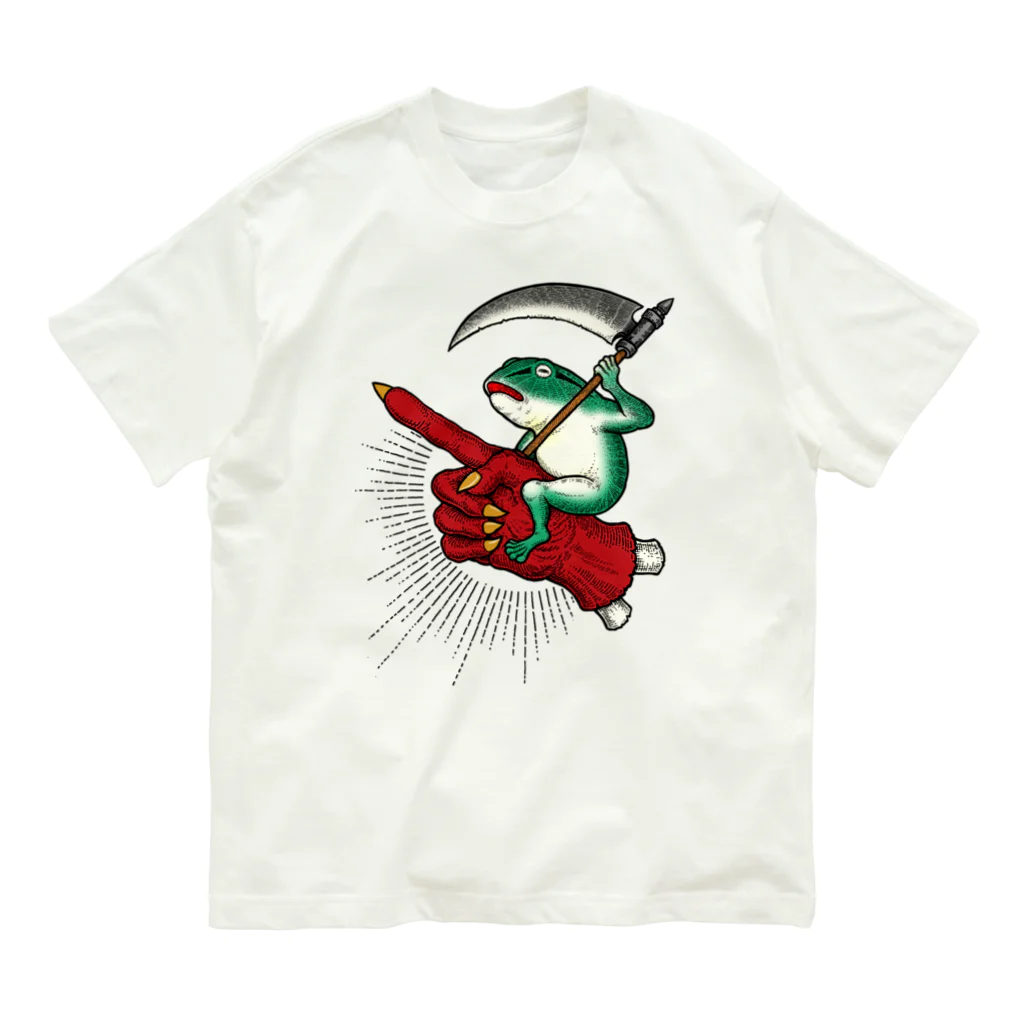 DM7WORKSのお試し支店のBRUTAL FROG ARMY 蛙ライダー Organic Cotton T-Shirt