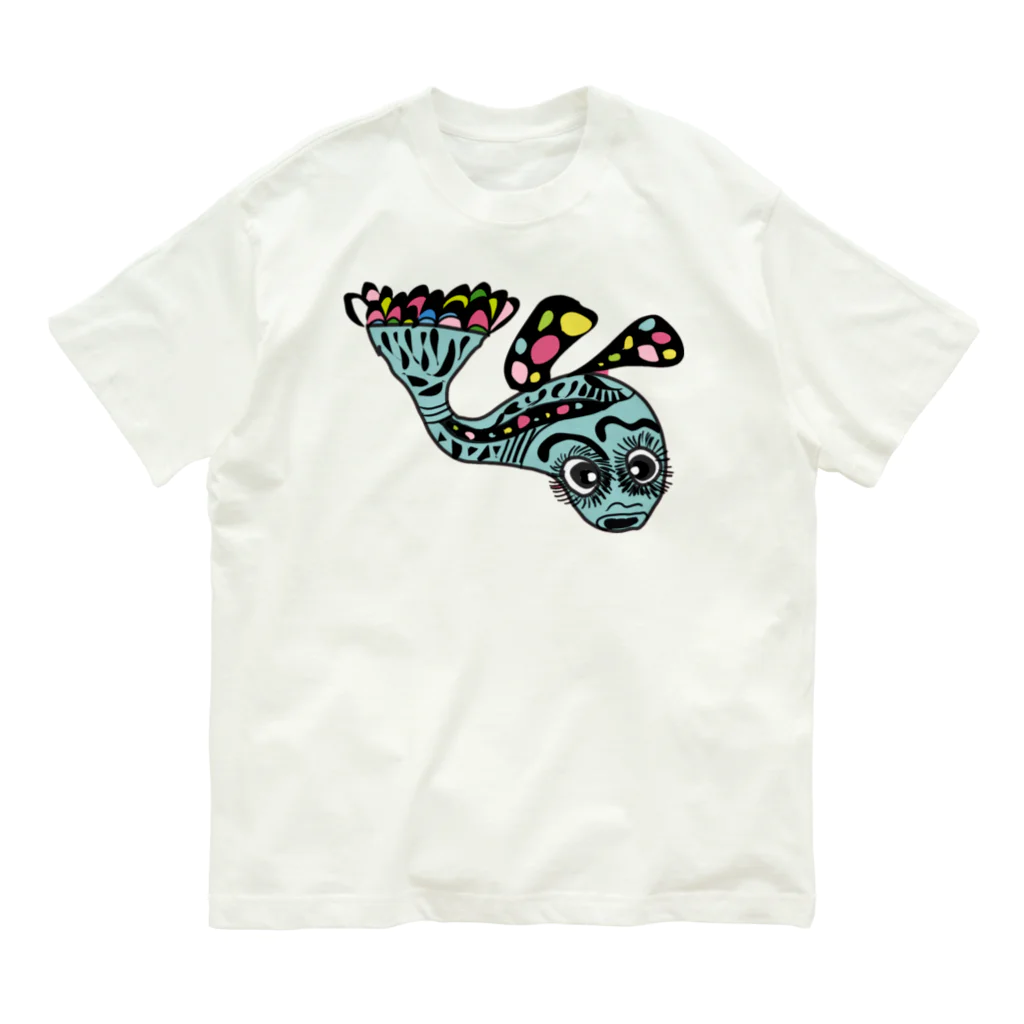 魚好きあつまれ！#かまととちゃん　#かまぼこママの魚たんぱく君 Organic Cotton T-Shirt