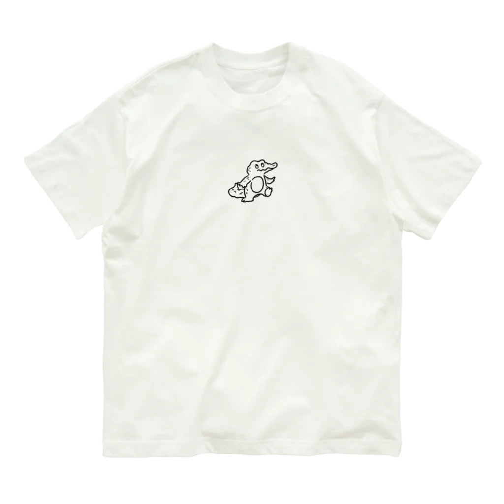 chocochachaのワニ（黒） オーガニックコットンTシャツ