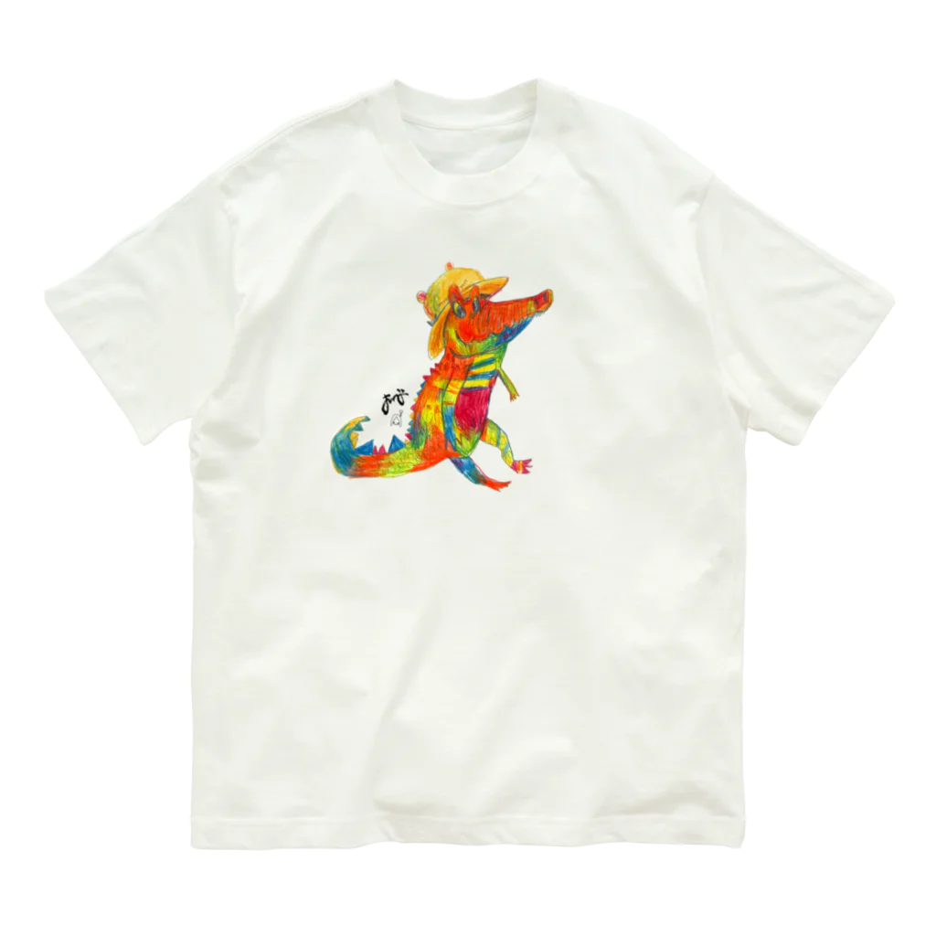 かいじゅうのおもちゃばこのオリビアと麦わら帽子 オーガニックコットンTシャツ