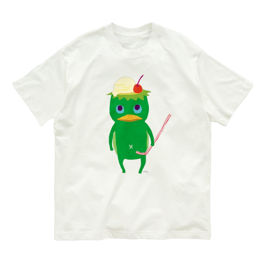 おばけ商店のおばけTシャツ＜クリームソーダになりたい河童・大＞ Organic Cotton T-Shirt
