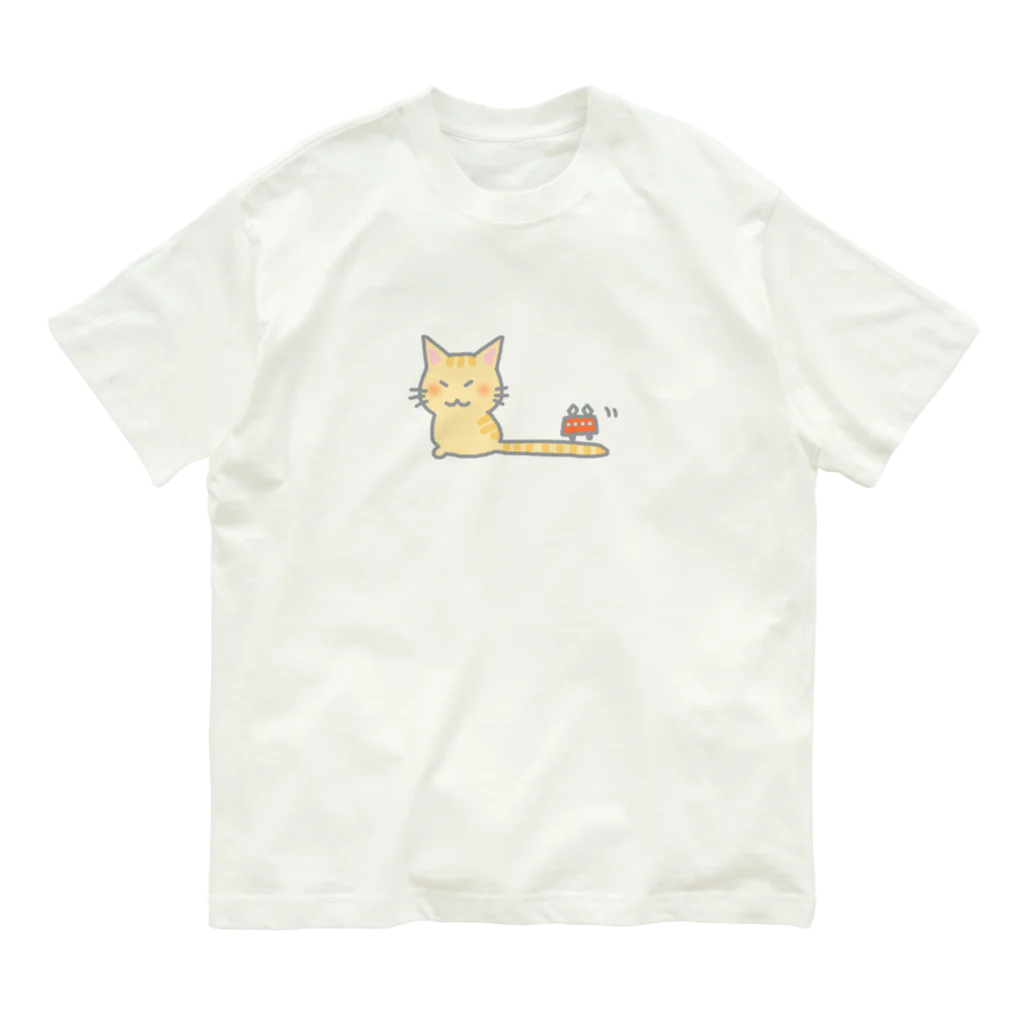 フニータと猫のお店の電車猫さん オーガニックコットンTシャツ