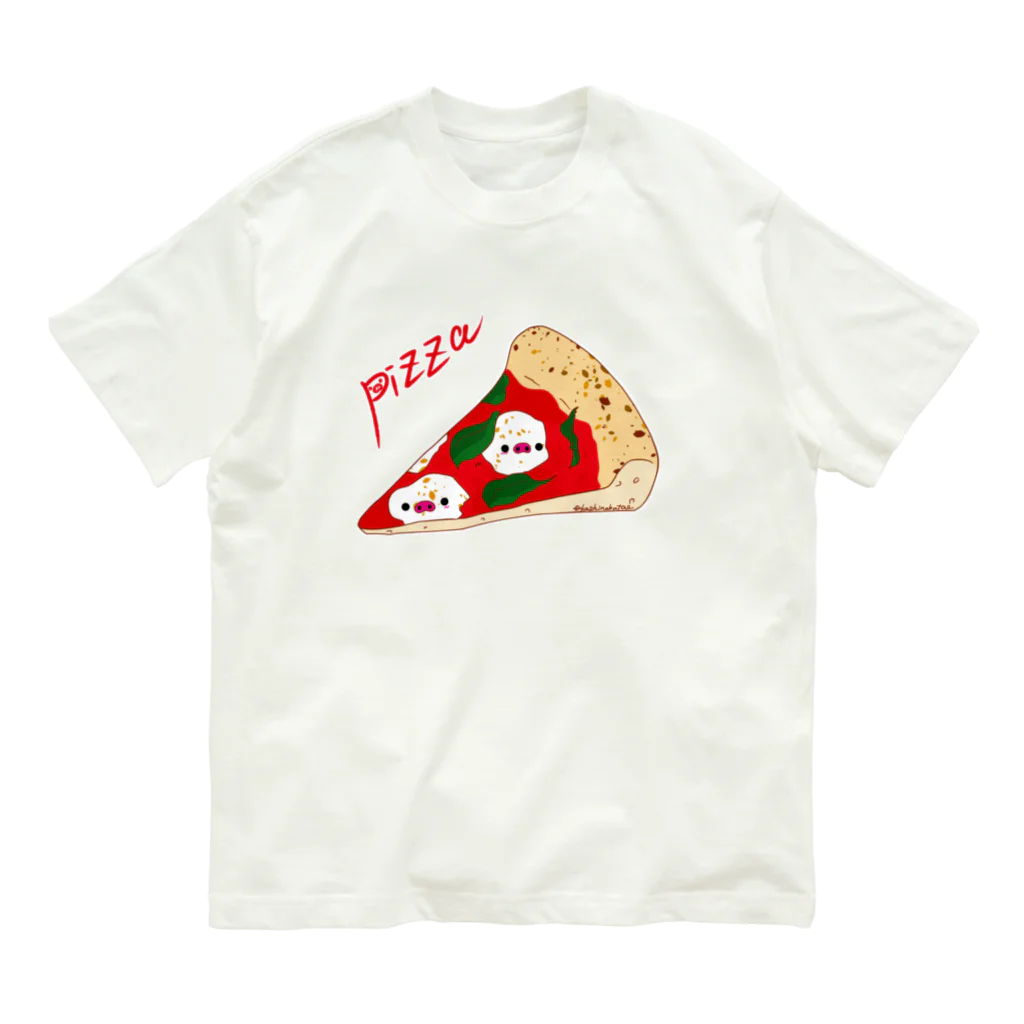 Draw freelyのピザ オーガニックコットンTシャツ