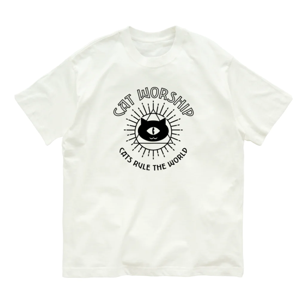 LONESOME TYPE ススのネコ崇拝△ オーガニックコットンTシャツ