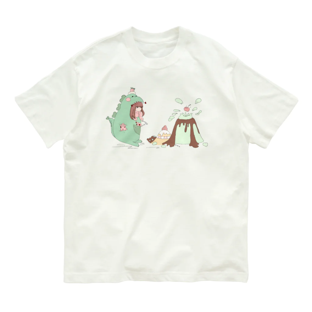 おとむしふぁくとりーのガオガオおと星人　抹茶ザウルス🍃Tシャツ Organic Cotton T-Shirt