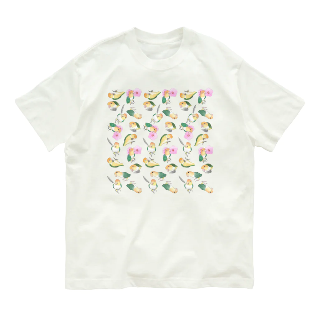 まめるりはことりのたっぷりシロハラインコちゃん【まめるりはことり】 Organic Cotton T-Shirt