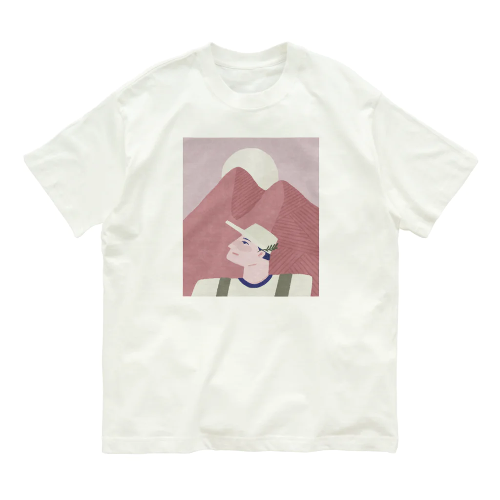 ayame_c29_illustrationsのピンクのおやまに オーガニックコットンTシャツ