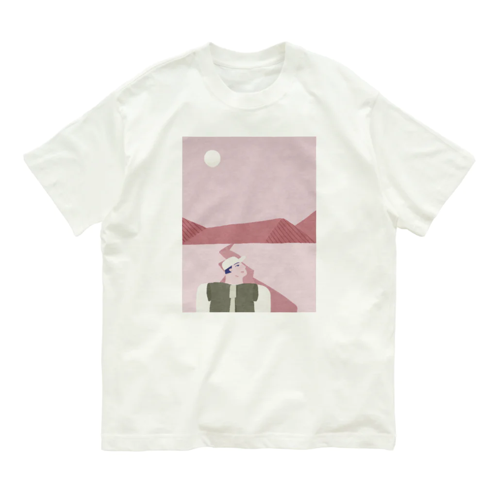 ayame_c29_illustrationsのピンクのおやまに オーガニックコットンTシャツ