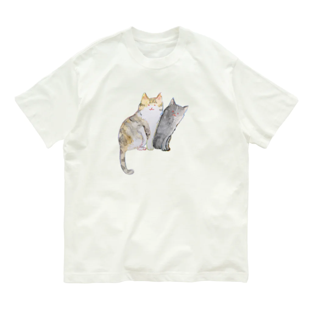 nicospyderのねこちゃん姉妹 オーガニックコットンTシャツ