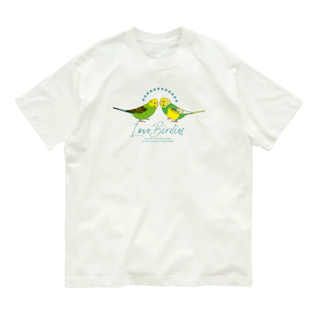 リズさんち🦜👶✨のセキセイのびびちゃんぎんちゃん オーガニックコットンTシャツ