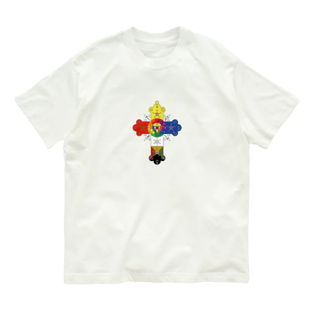 神秘堂の黄金の夜明け団　薔薇十字徽章 Organic Cotton T-Shirt