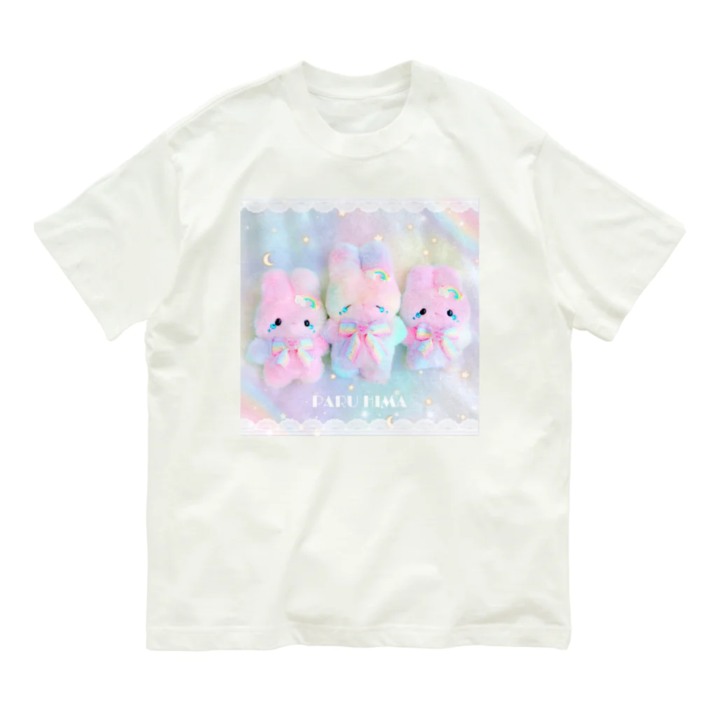 PARU HIMAの虹色泣き虫ふわうさ Organic Cotton T-Shirt