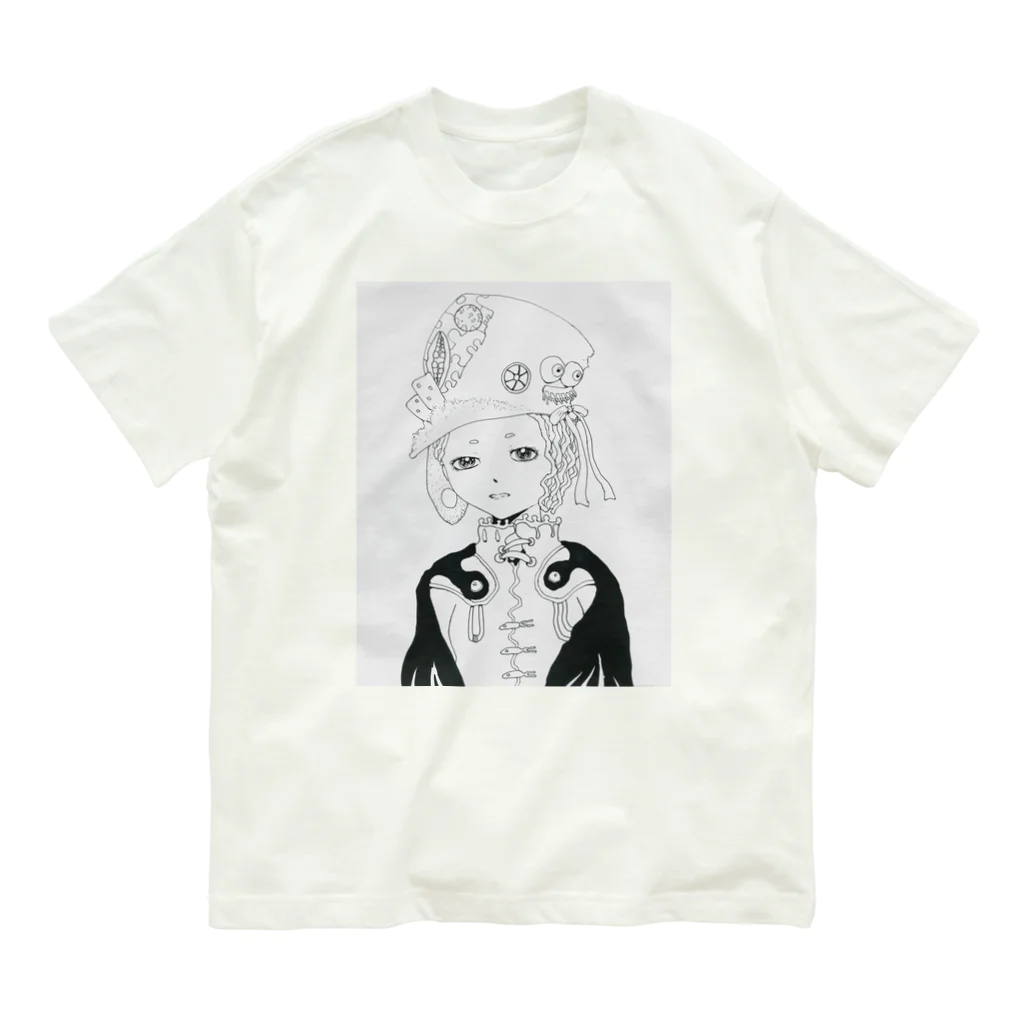 ★ 藤崎幾何 ★ illustrationのナイト オーガニックコットンTシャツ