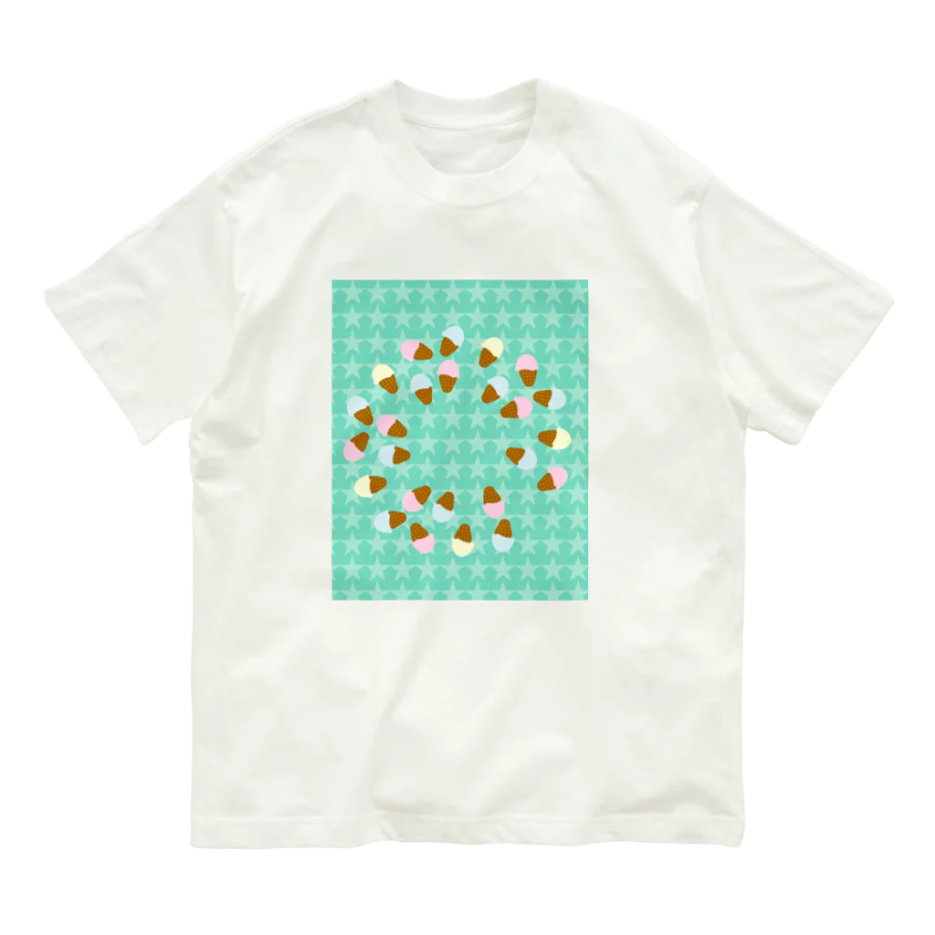 らくがき堂のアイスクリーム Organic Cotton T-Shirt