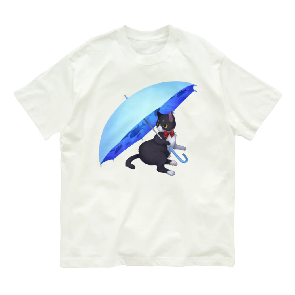 香山の傘と猫 オーガニックコットンTシャツ