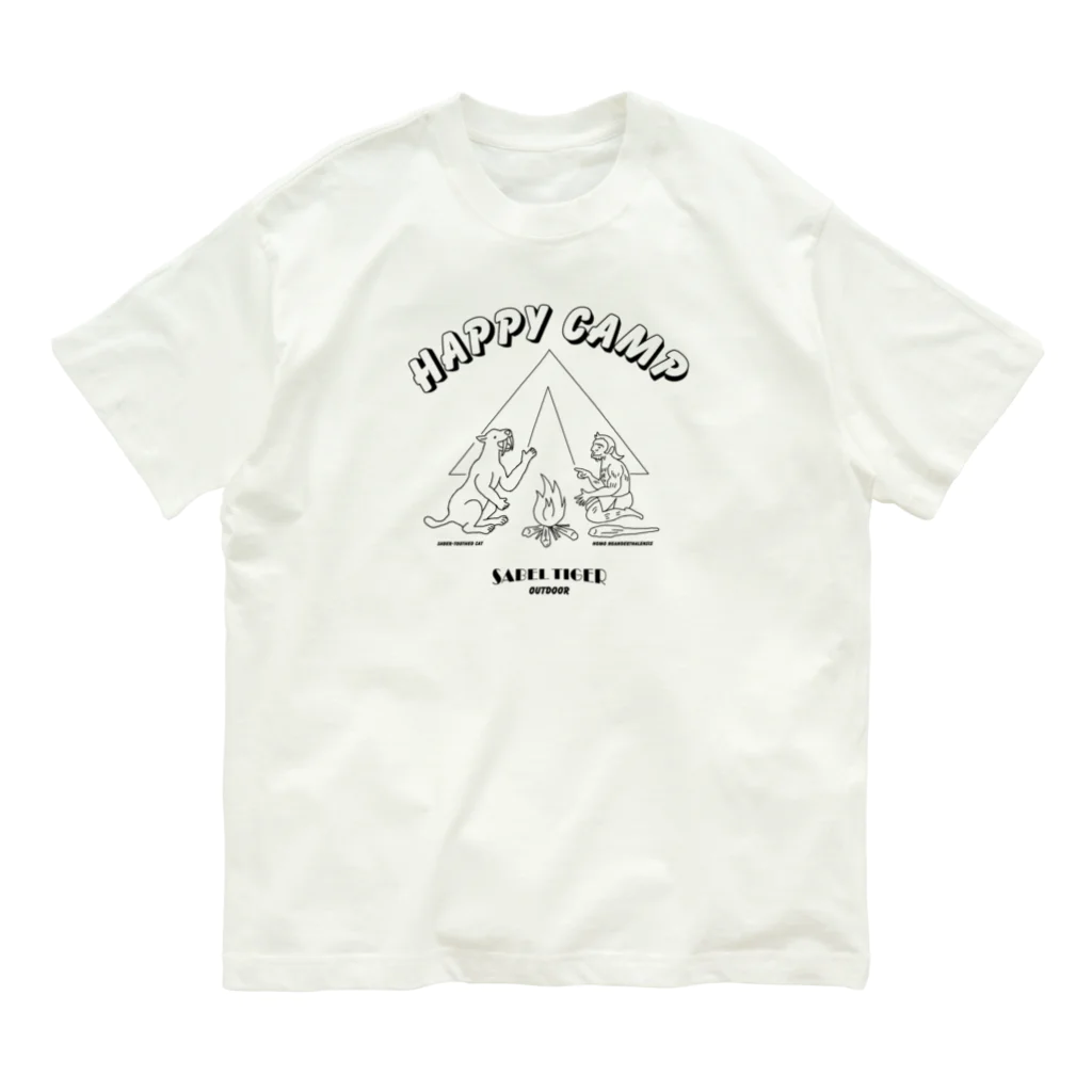 LONESOME TYPE ススのHAPPY CAMP（サーベルタイガーとネアンデルタール人） オーガニックコットンTシャツ