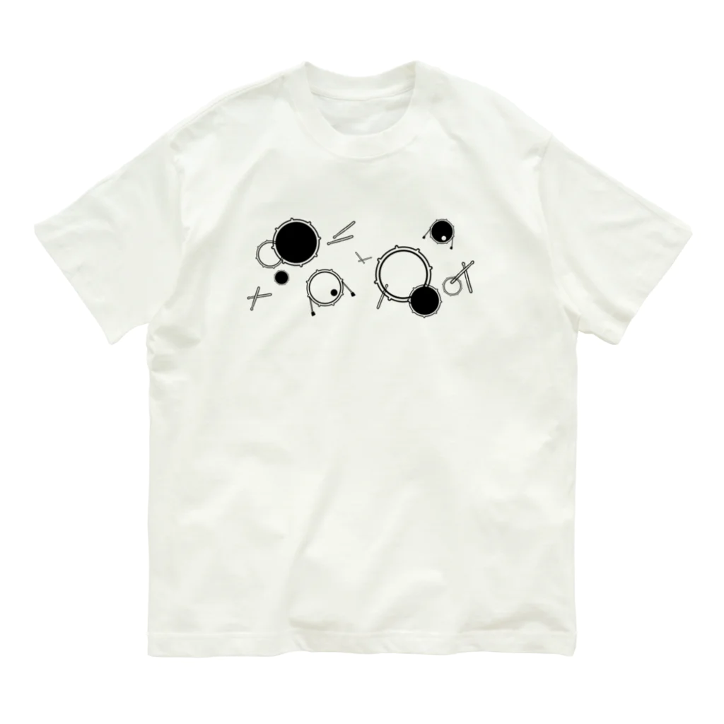 音楽と和の雑貨屋　たむたむの【ドラムの日2022】ドラムごろごろ　黒 Organic Cotton T-Shirt