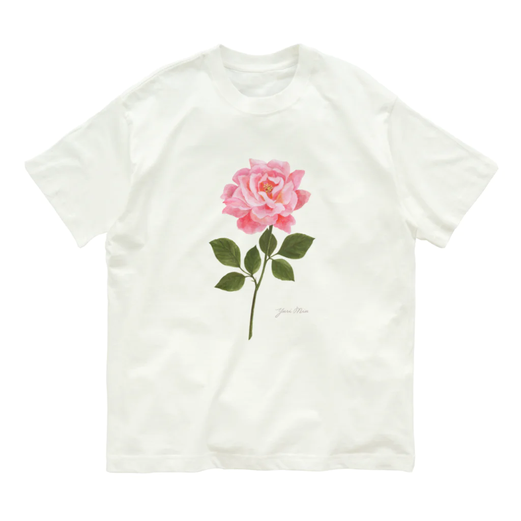 YURI MIUのピンクのバラ ＊ Pink Rose  Organic Cotton T-Shirt