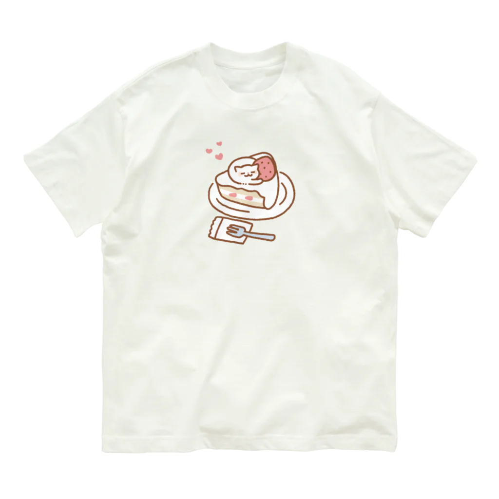 まよはうすのショートケーキおキャット オーガニックコットンTシャツ