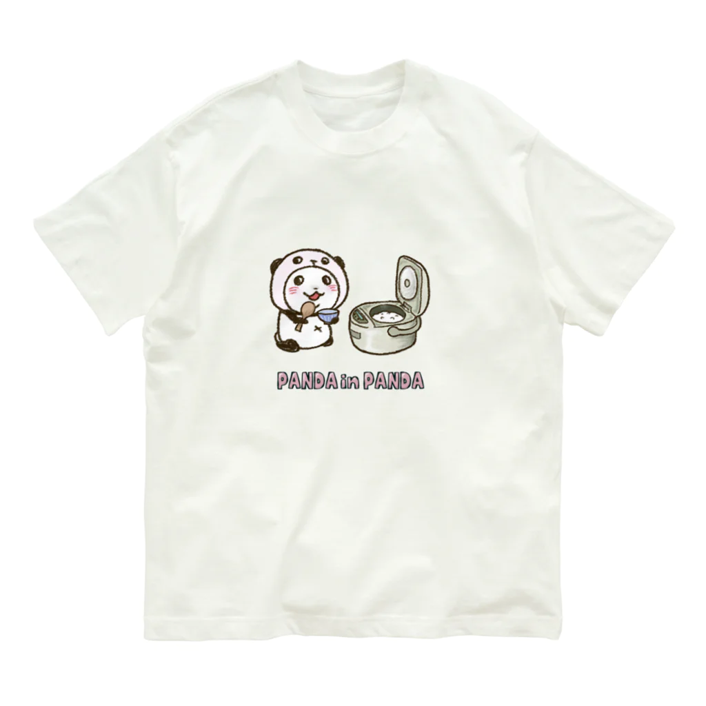 スパイシー千鶴のパンダinぱんだ(炊飯器) オーガニックコットンTシャツ