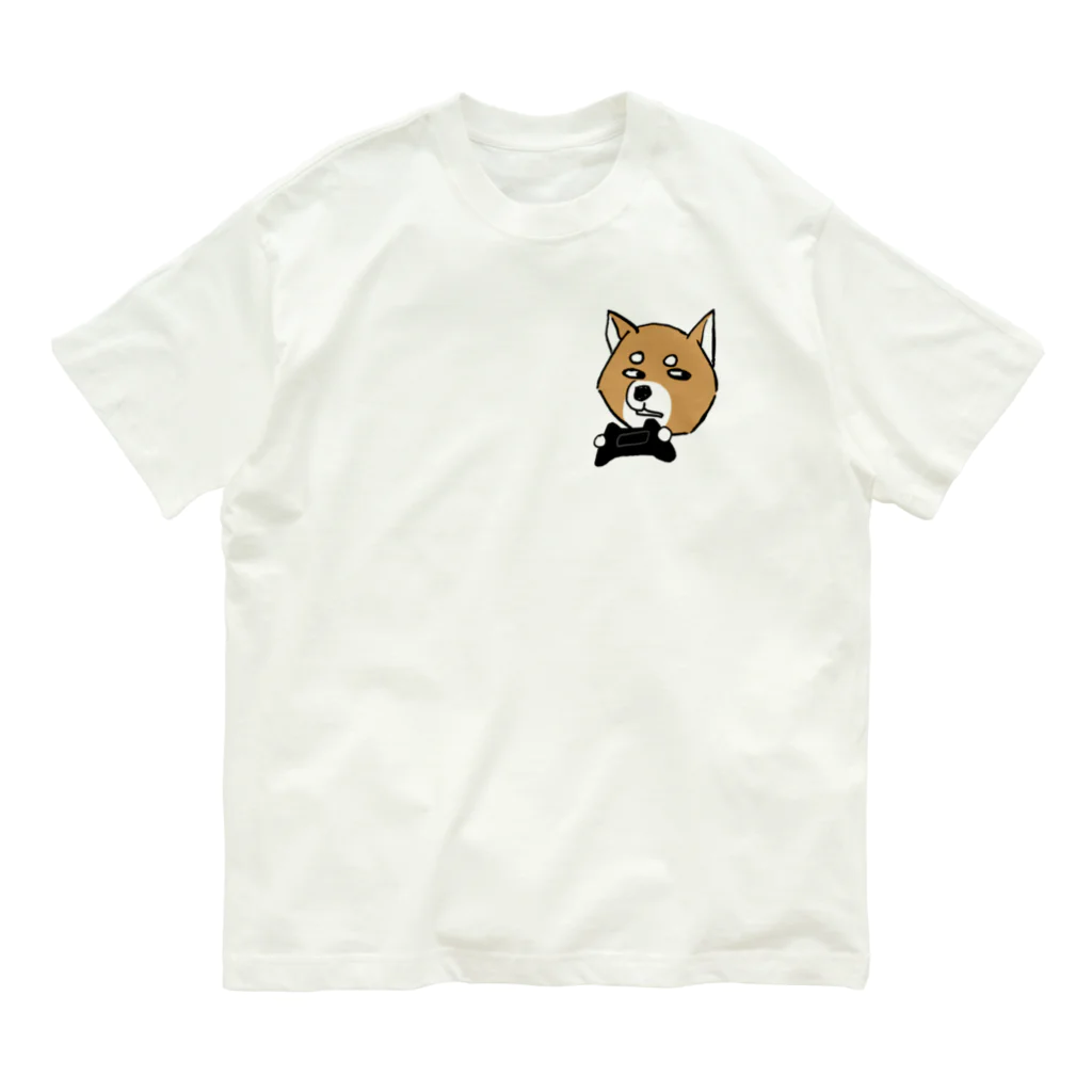 T部の豆柴ロック オーガニックコットンTシャツ