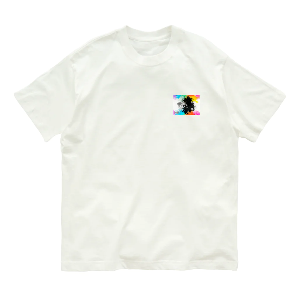 紅空月(kouzuki)designの金魚花_colorful オーガニックコットンTシャツ