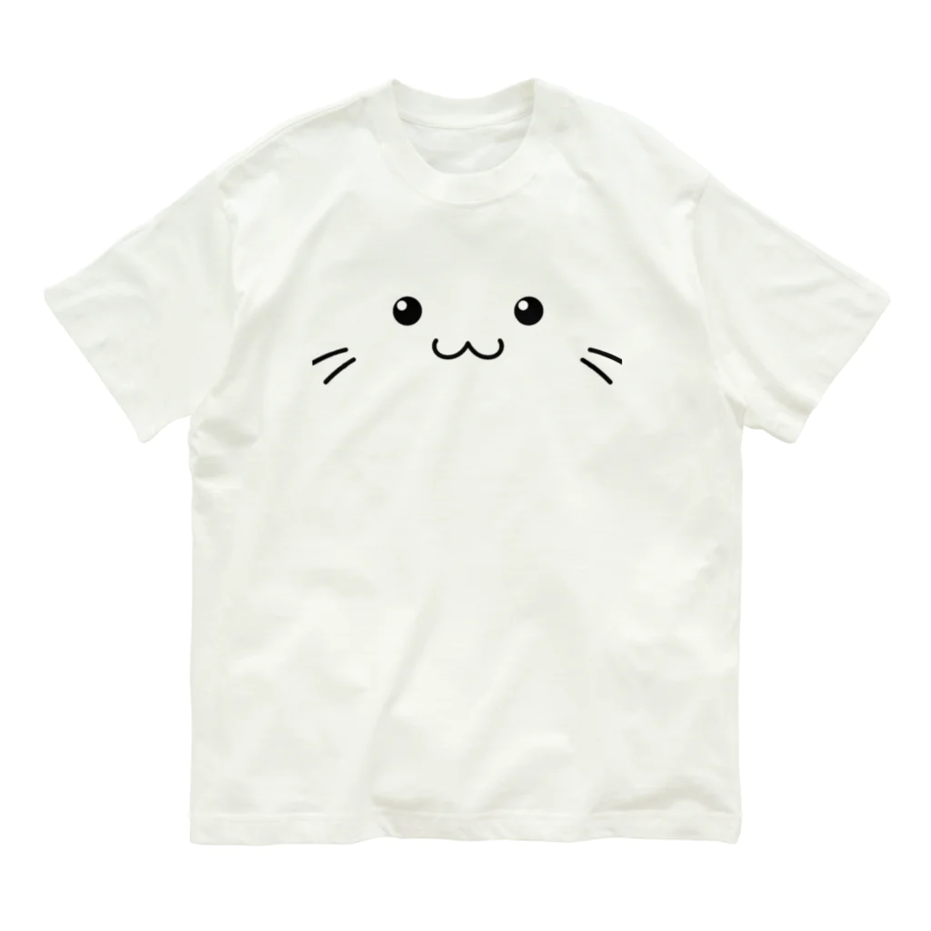 みやた家ショップの猫の顔イラスト オーガニックコットンTシャツ