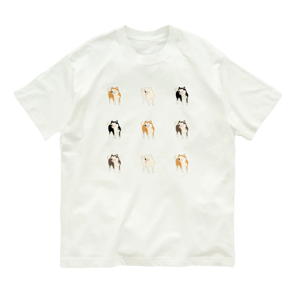 柴犬の里の楽しそうな柴犬Tシャツ オーガニックコットンTシャツ