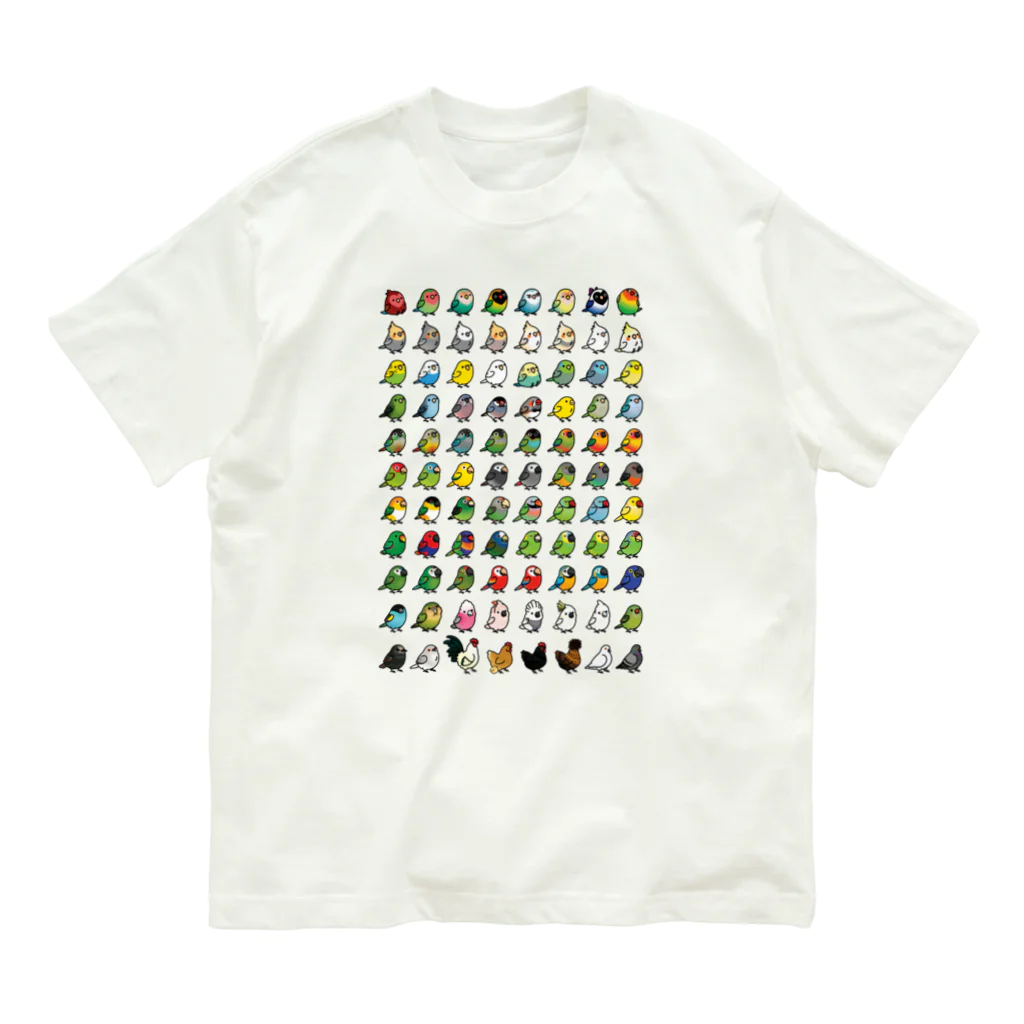 Cody the LovebirdのChubby Bird 鳥さん大集合 Organic Cotton T-Shirt