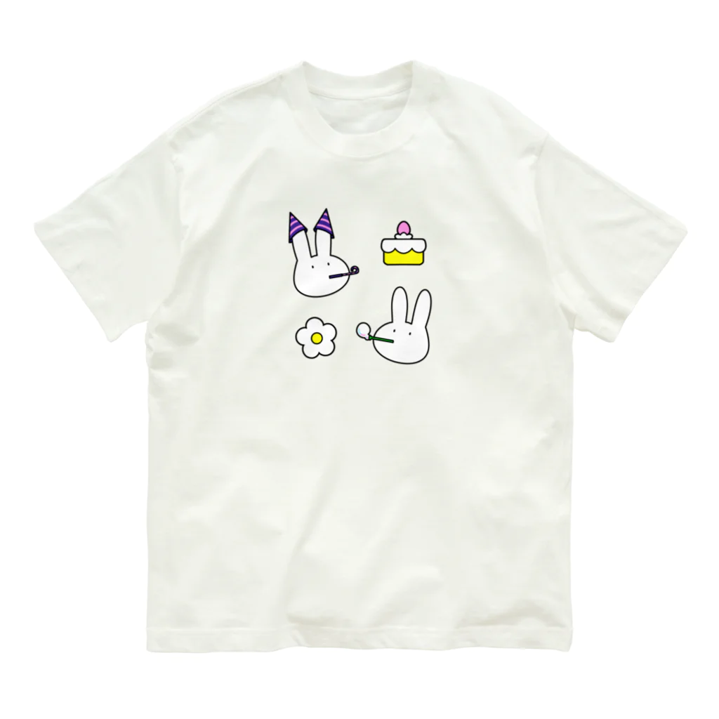 soratoのパーティーうさぎ オーガニックコットンTシャツ